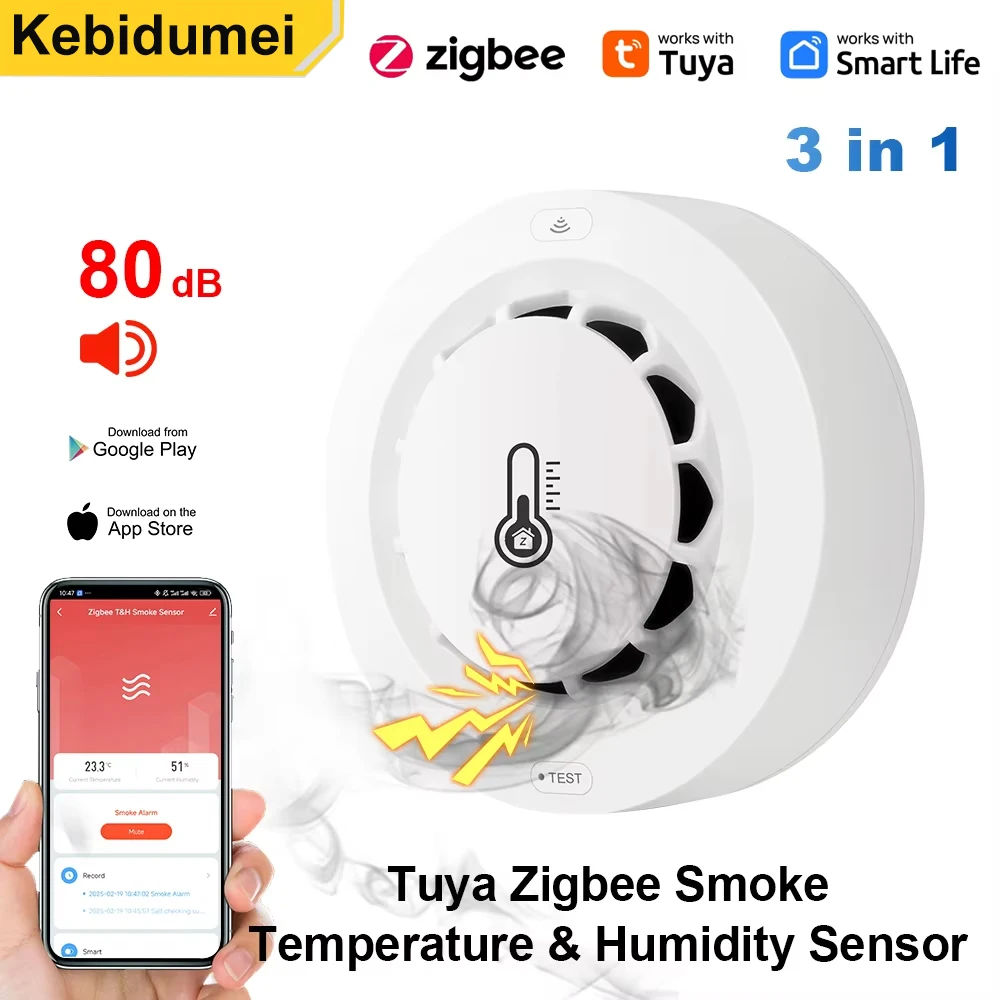 3 в 1 tuya zigbee детектор дыма