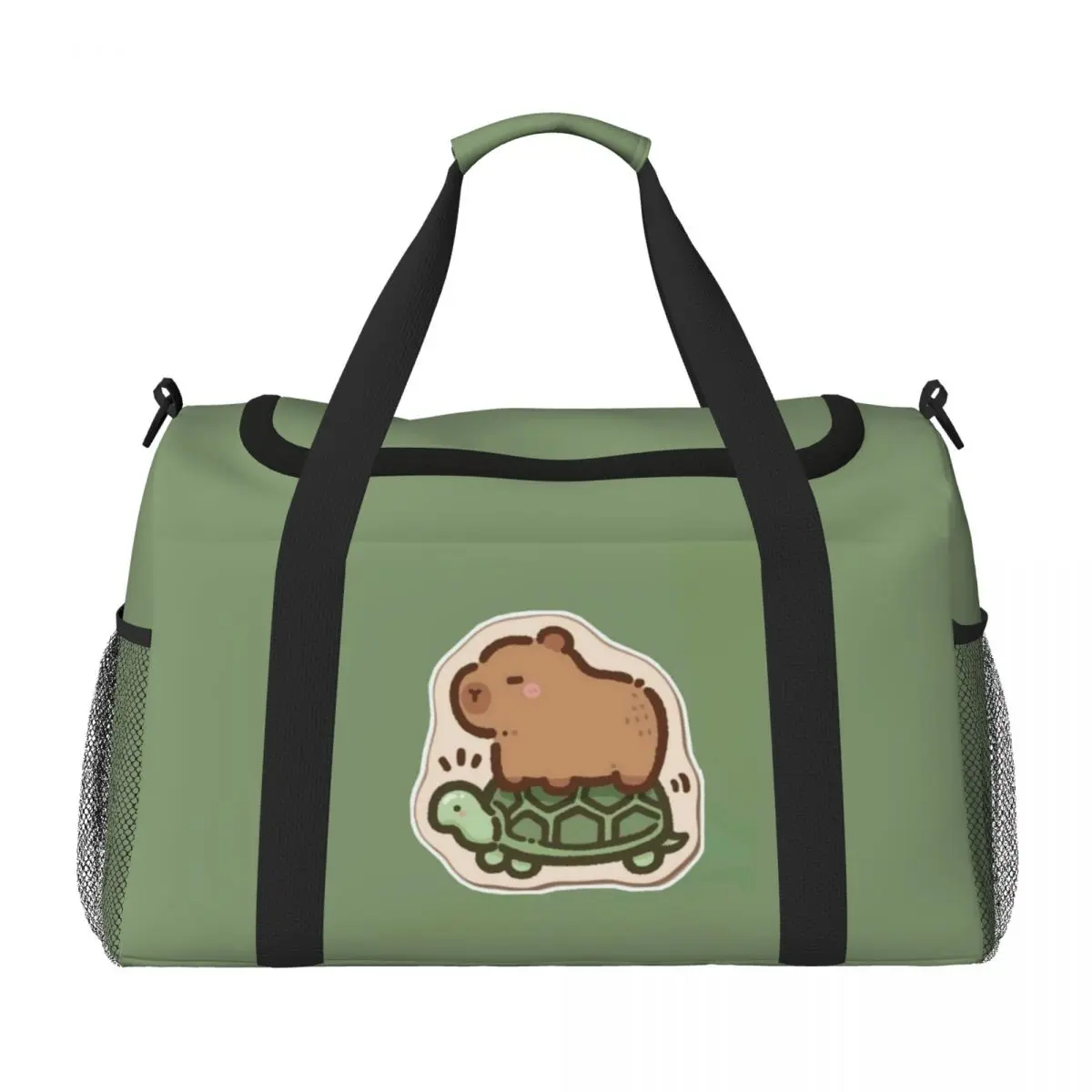 Портативная дорожная сумка capybara riding a turtle