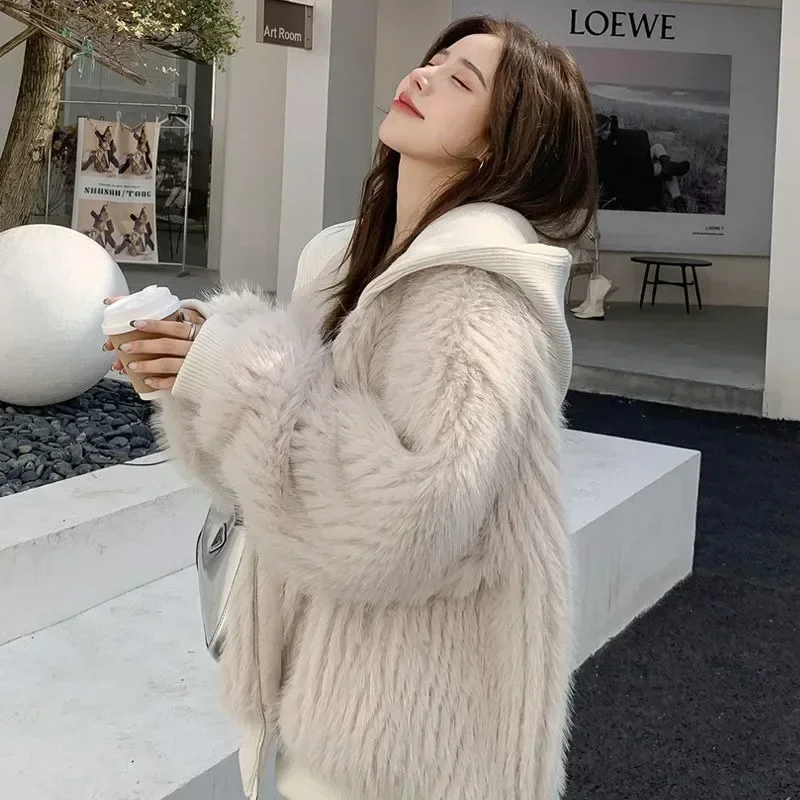 Новое женское пальто из искусственного лисьего меха - Фотография_3