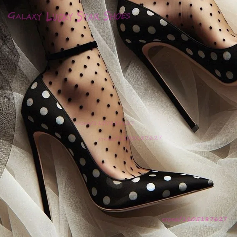 2026 черные настоящие белые атласные туфли-лодочки в пятнах для девочек - Фотография_2