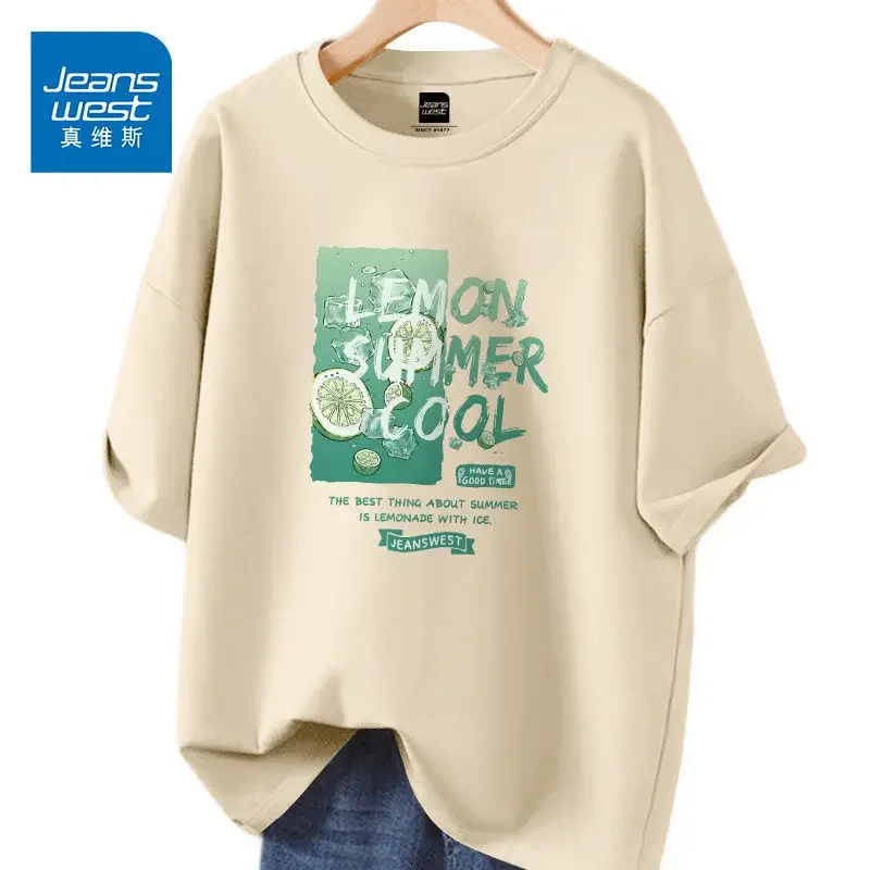 Женская футболка из чистого хлопка с буквенным принтом - Фотография_4