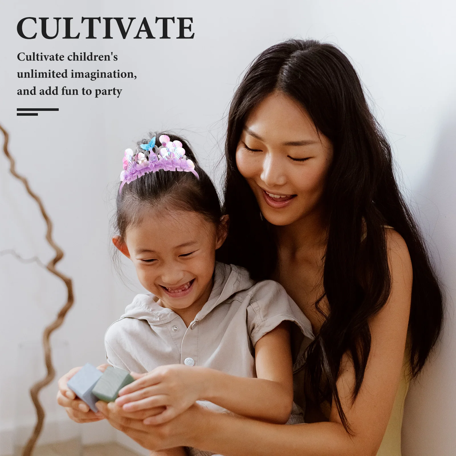 Детские повязки на голову в виде ракушки с океанскими волосами для девочек - Фотография_5