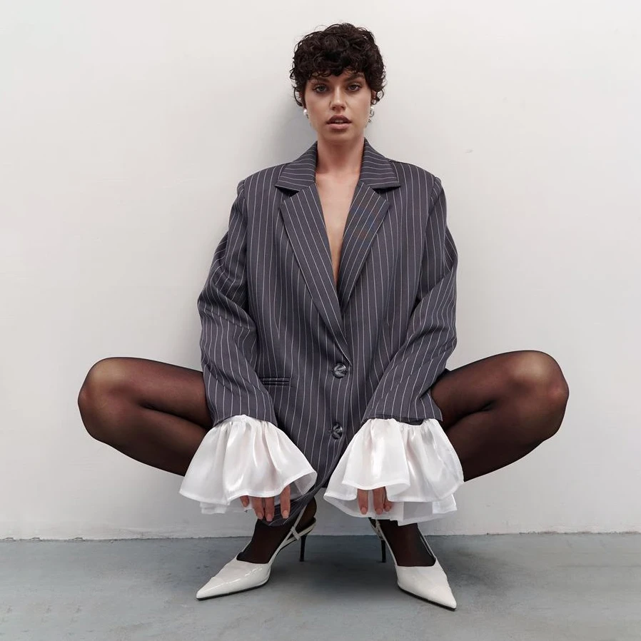 Зимний новый свободный бордовый роскошный пиджак