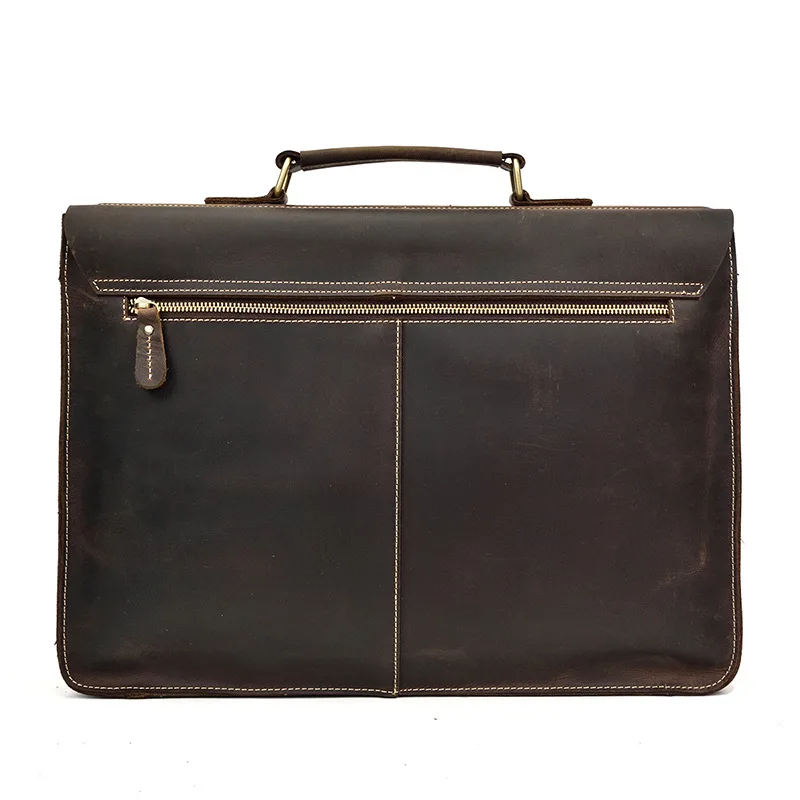 Модный кожаный мужской портфель большой емкости в стиле ретро - Фотография_2