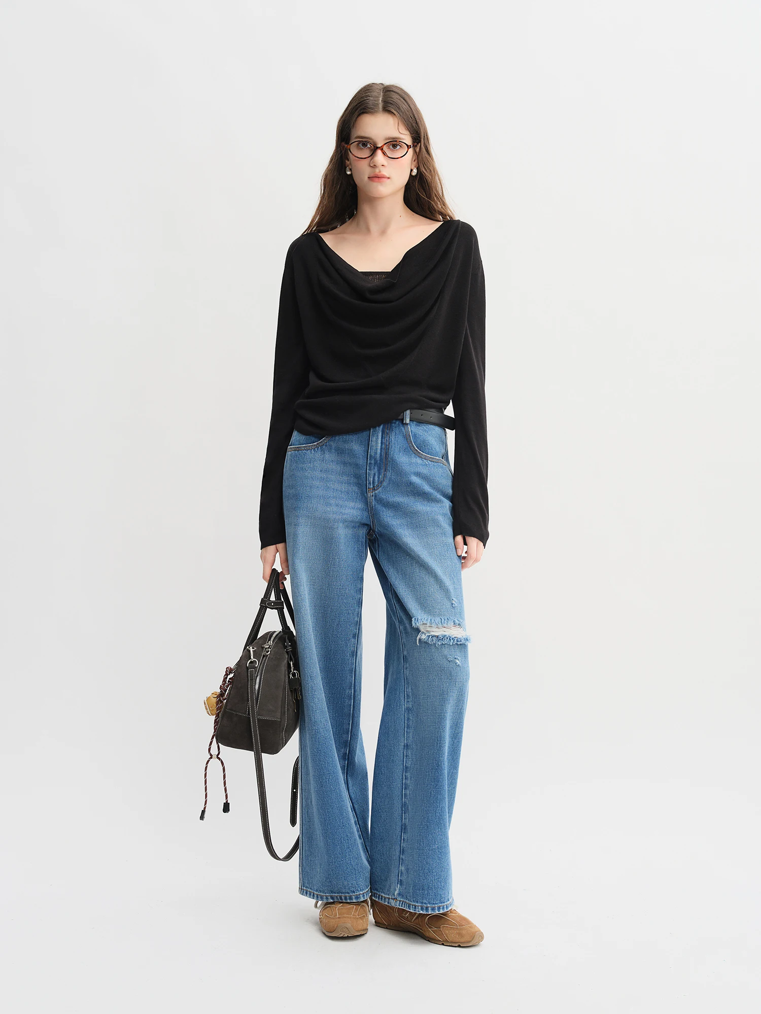 Dushu lyocell tencel утягивающий свитер - Фотография_3