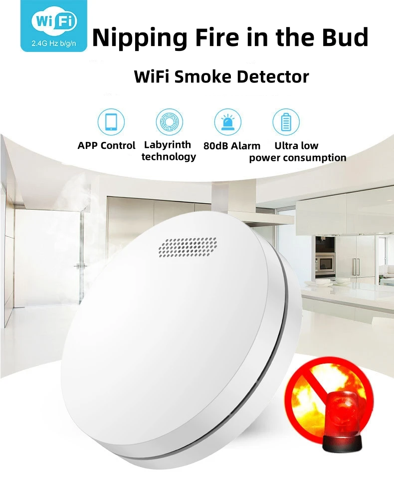 Wi-fi умный датчик дыма беспроводной