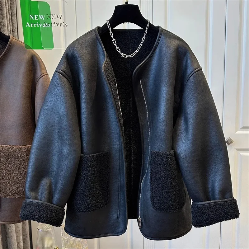 Свободная кожаная куртка больших размеров - Фотография_5