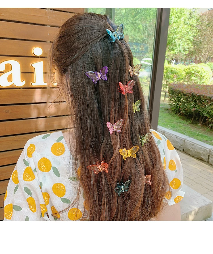 Маленькие заколки для волос с кристаллами и бабочками для женщин и девочек - Фотография_2