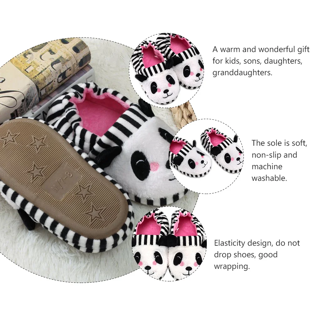 1 пара противоскользящих теплых детских тапочек с рисунком панды - Фотография_5