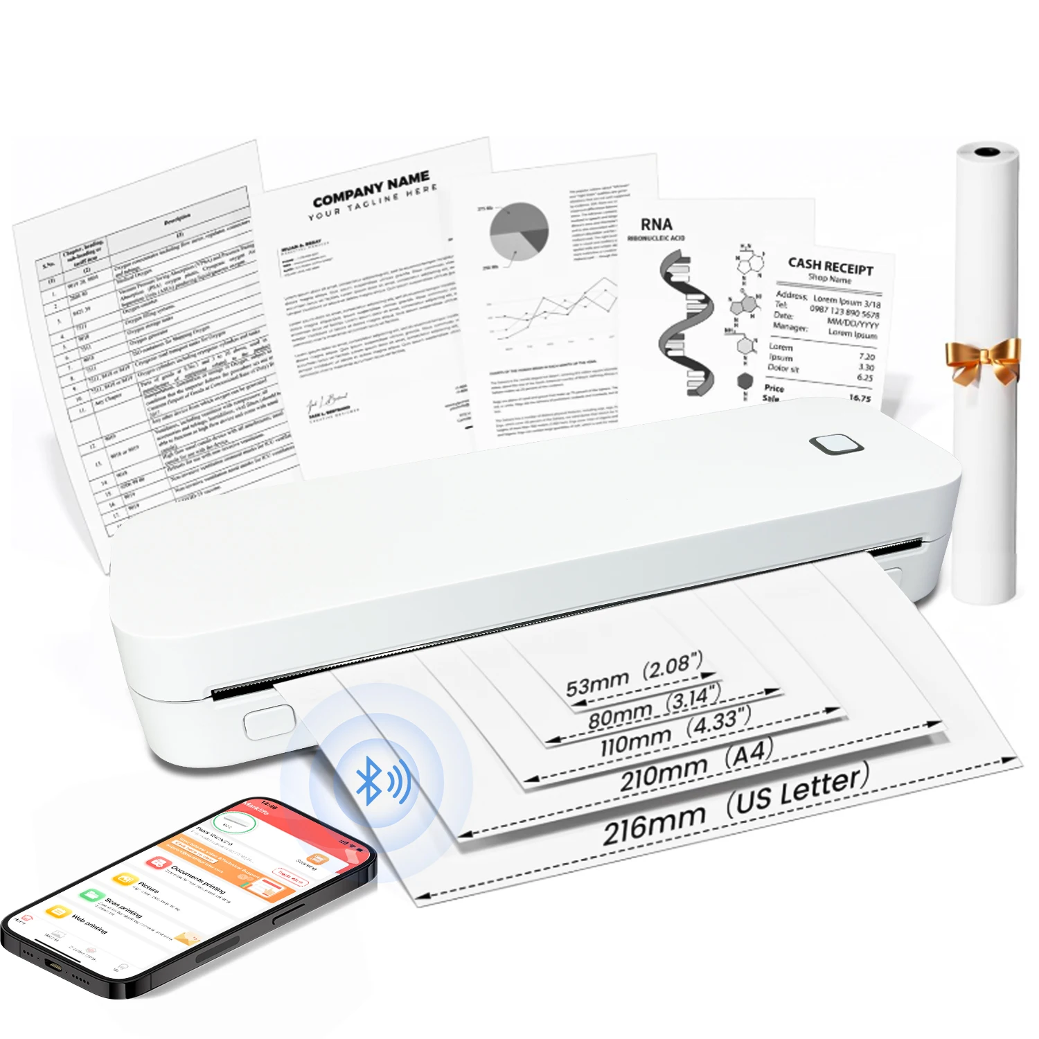 Термальный бесчернильный принтер bluetooth a4 maker