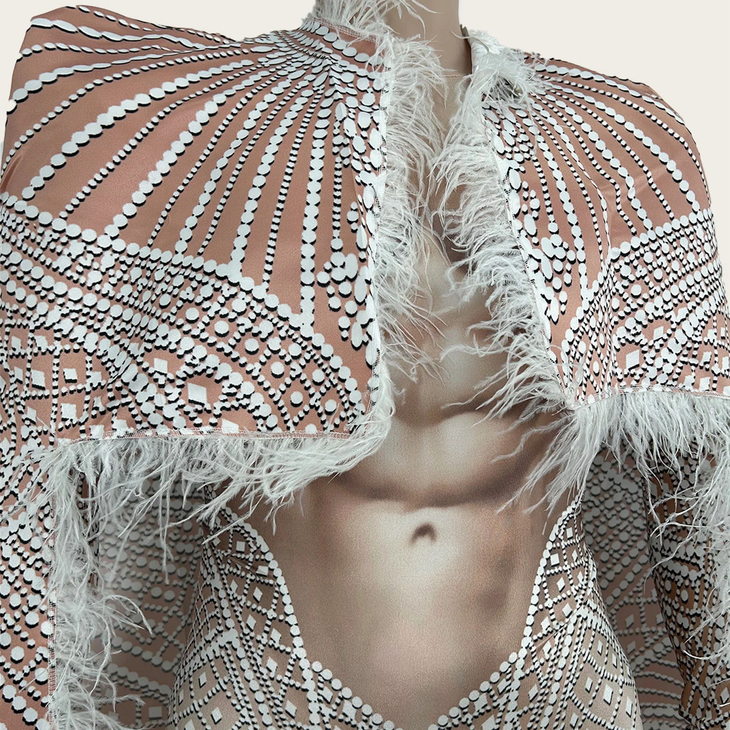 Клубное платье, белый узкий комбинезон с принтом - Фотография_6