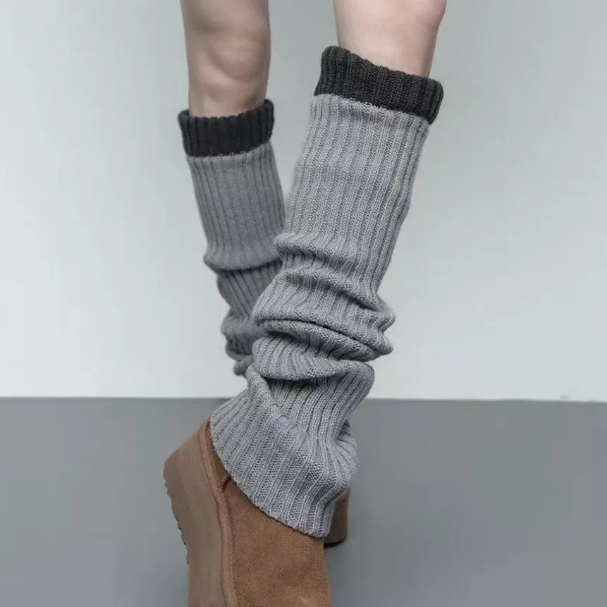 Зимние модные теплые женские носки толщиной 70 см с цветными блоками - Фотография_3