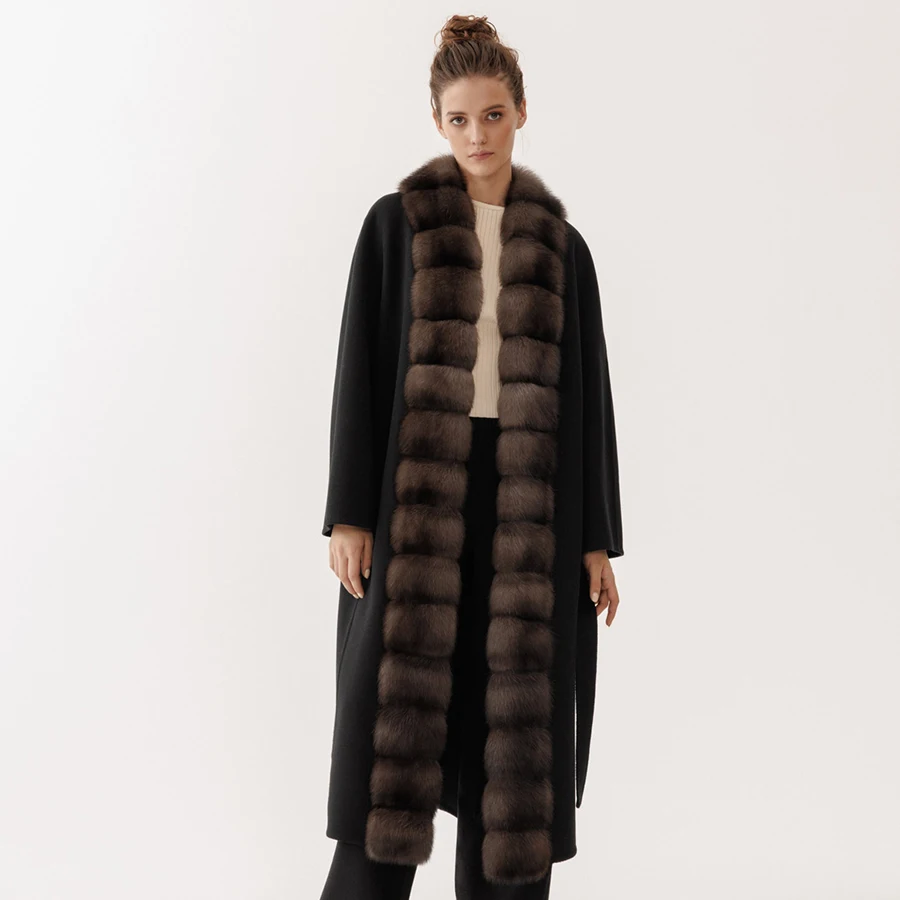 Пальто с воротником из натурального лисьего меха - Фотография_2