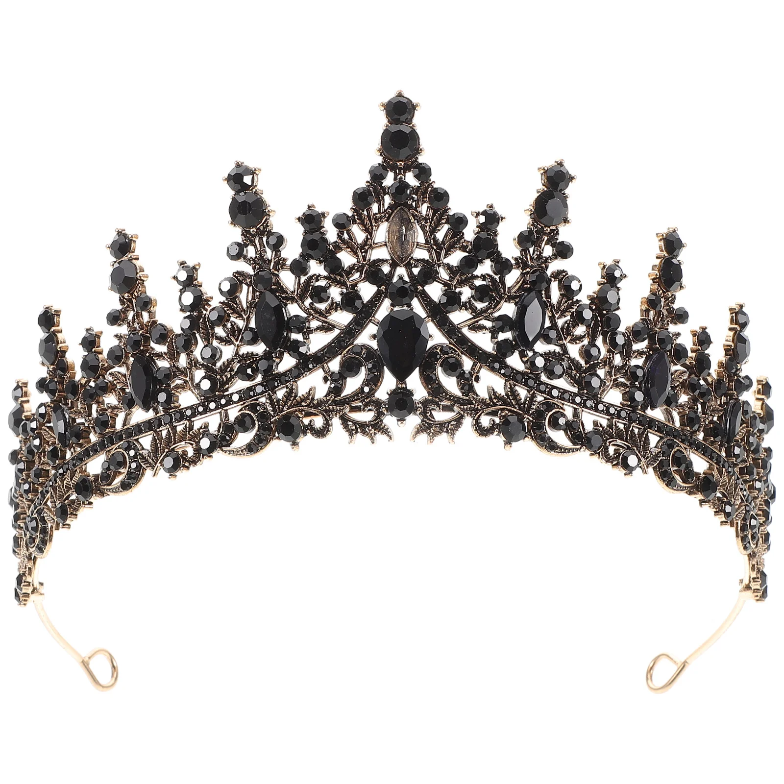 Прочная черная свадебная корона со стразами - Фотография_6