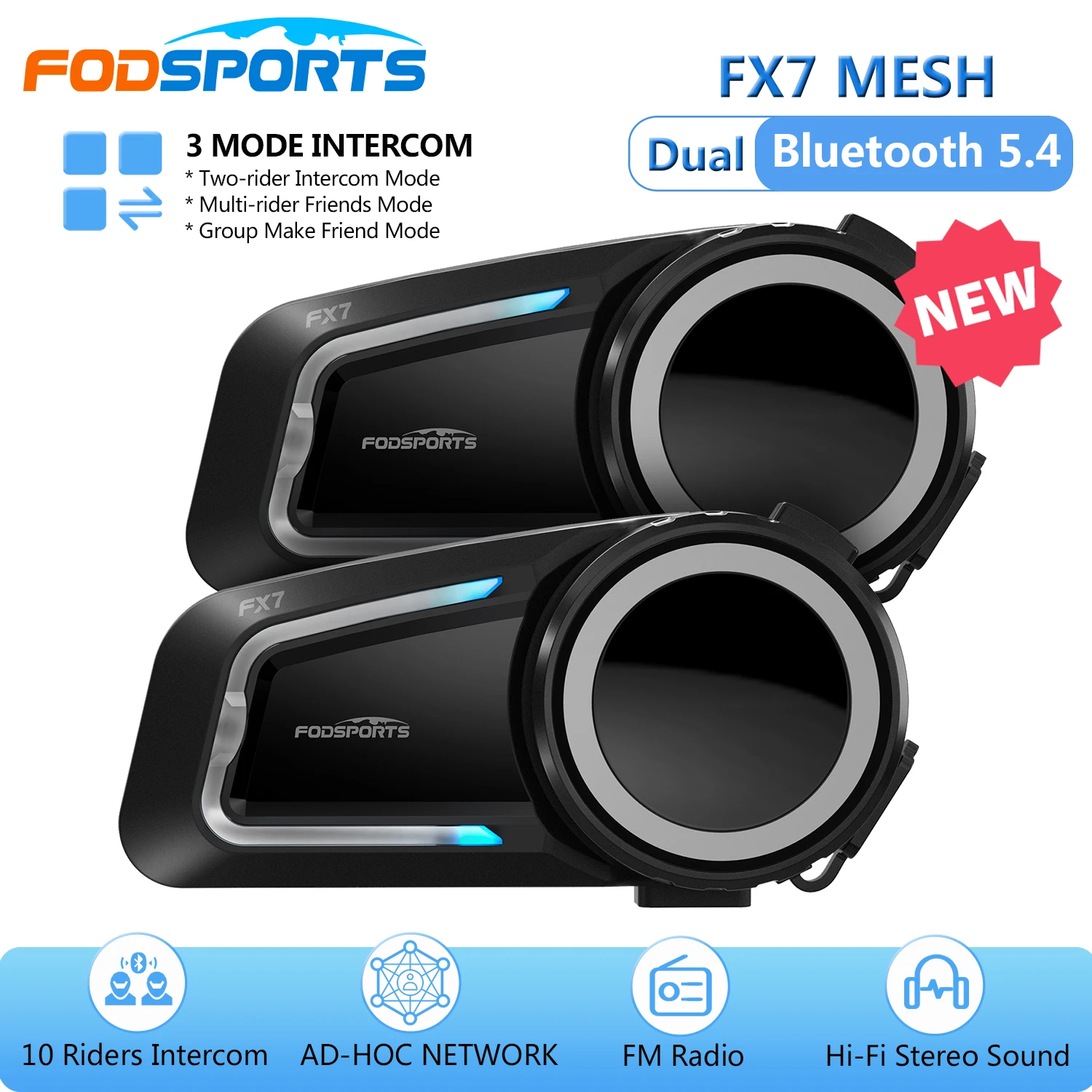 Fodsports fx7 сетчатая домофонная гарнитура для мотоциклетного помощника