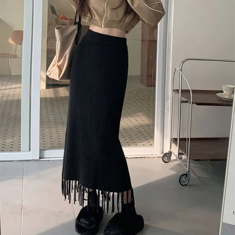 Юбка-миди трикотажная трапециевидная с высокой талией - Фотография_4