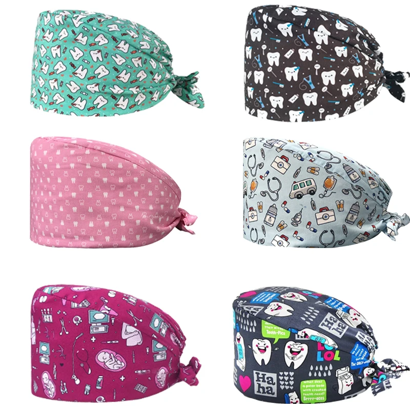 Шапочка с мультяшным рисунком для врачей и операционных отделений