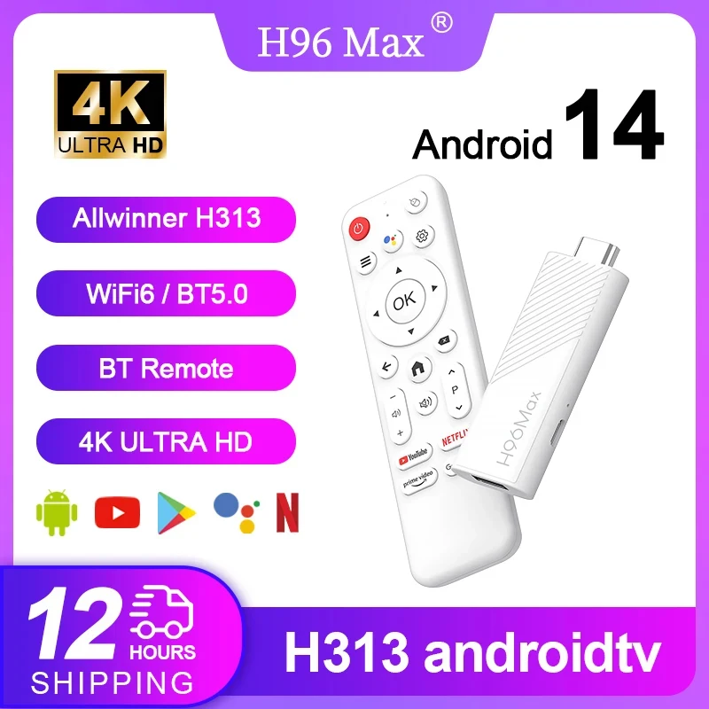 H96 max h313 mini tv stick android14 quad core wifi6 bt5
