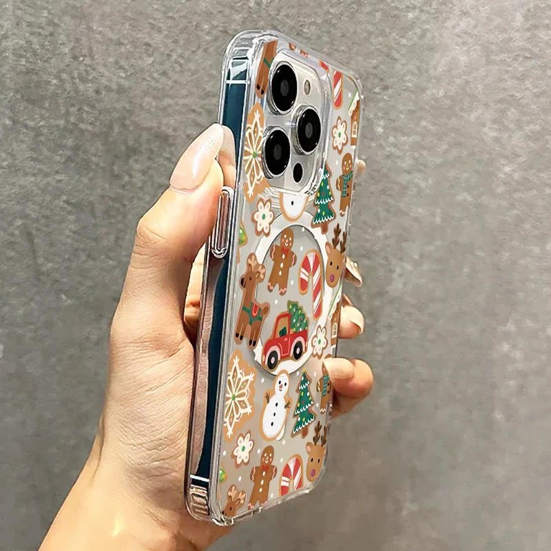 Прозрачный магнитный чехол cute snowman stick truck tree для iphone 17 - Фотография_4