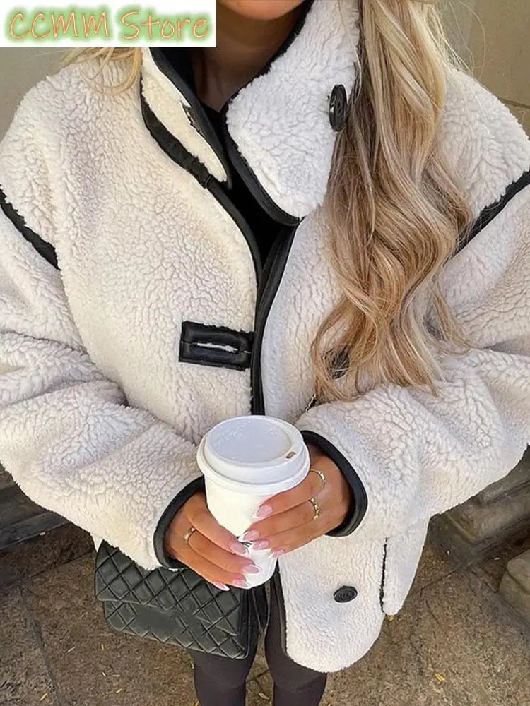 Повседневная женская шерстяная лоскутная куртка в стиле пэчворк - Фотография_3