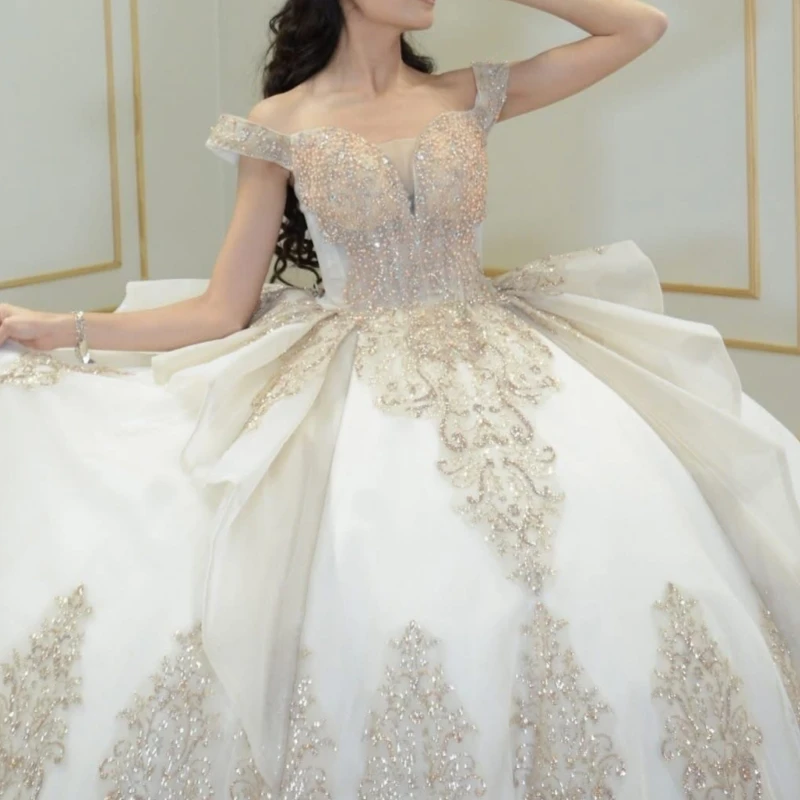 Блестящие платья quinceanera цвета шампанского - Фотография_3