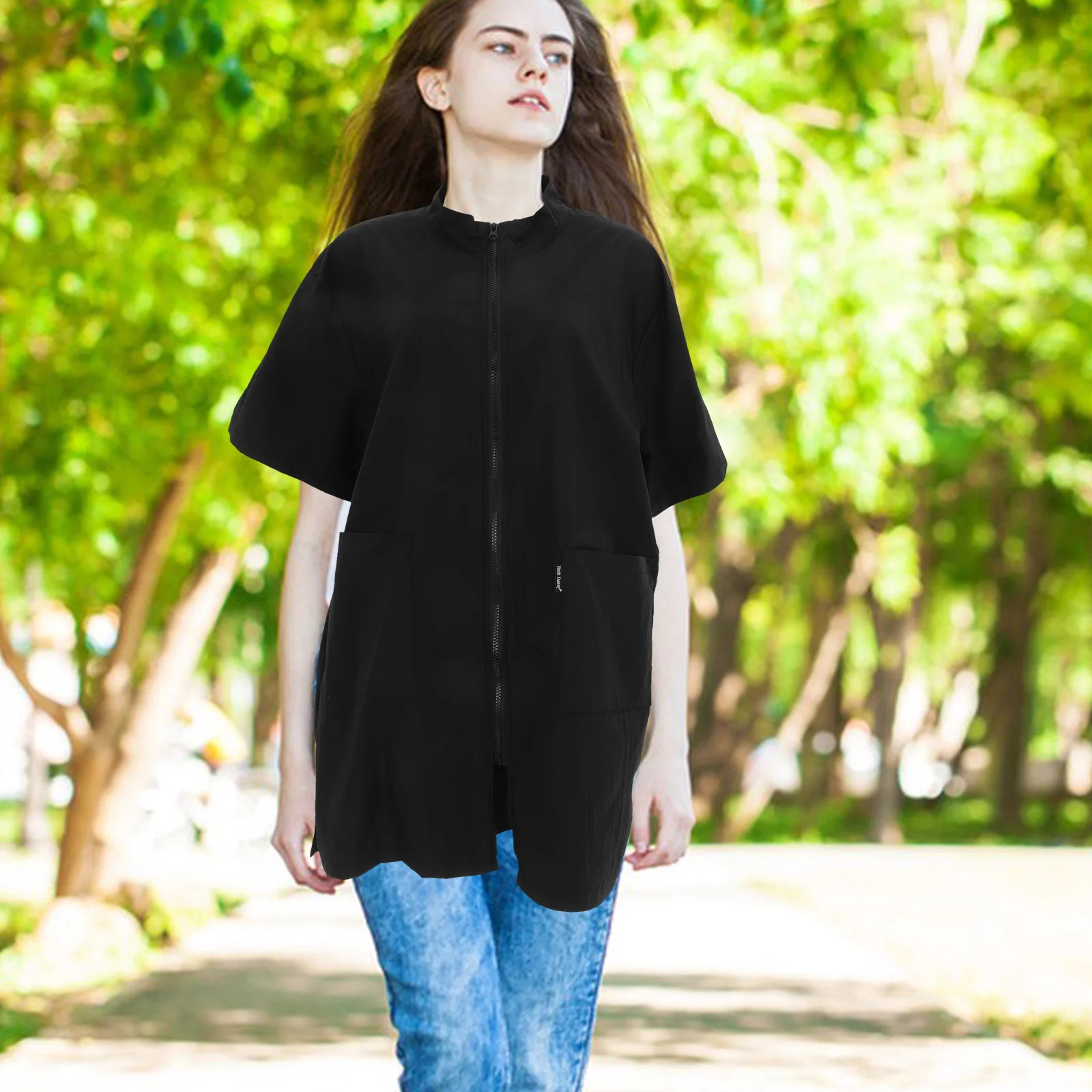 Черная водонепроницаемая одежда для косметолога для домашних животных - Фотография_5