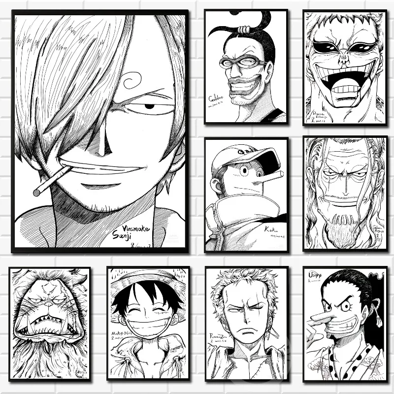Hd постер холст one piece все персонажи