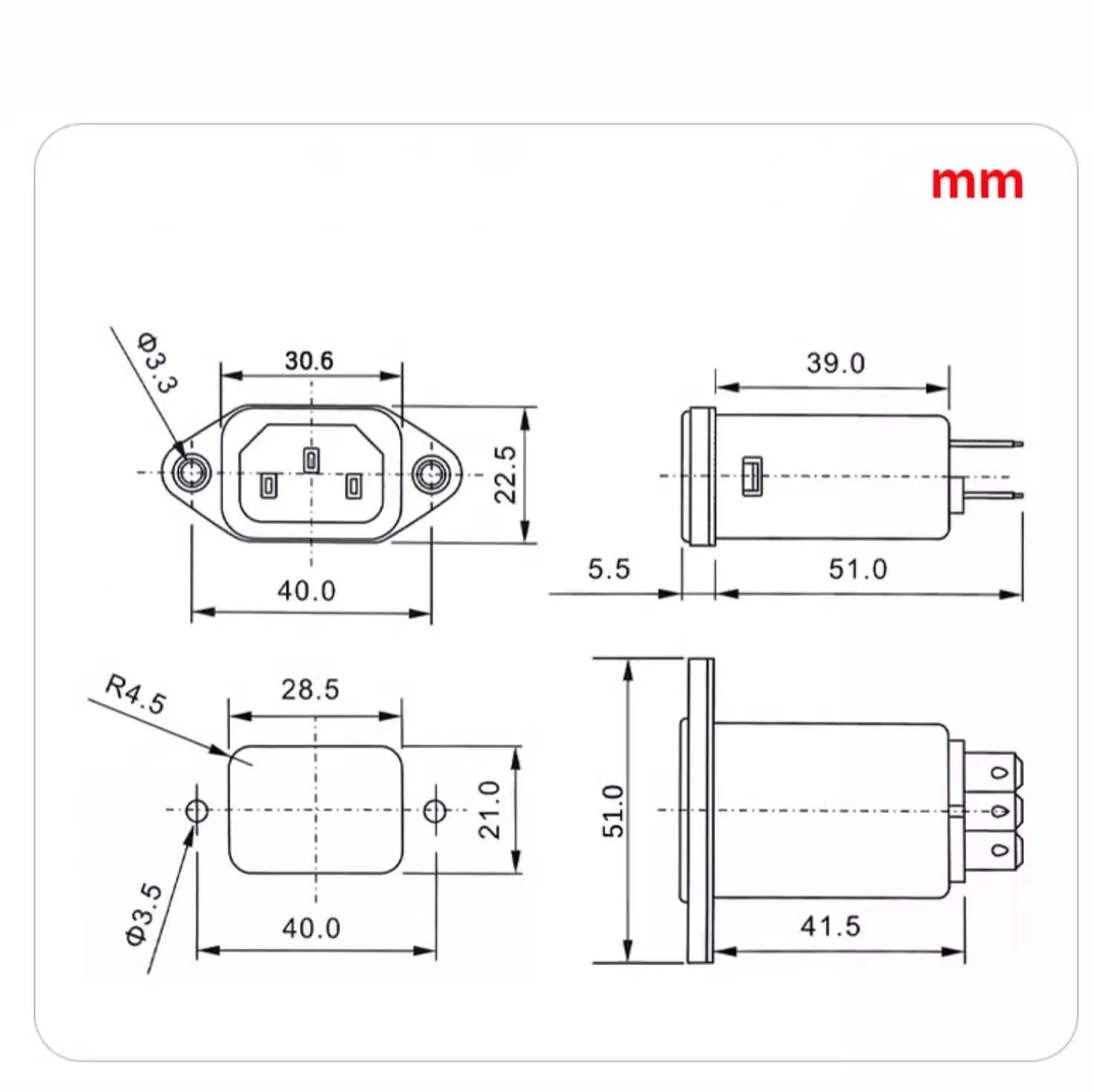 Однофазный ac t-socket power emi-фильтр - Фотография_4