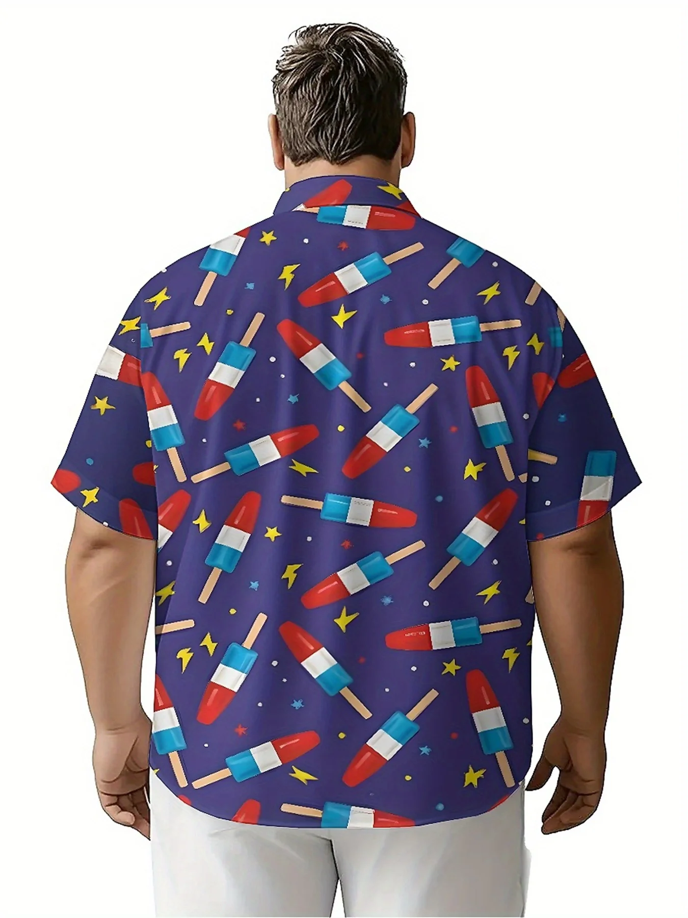 Мужские гавайские рубашки больших размеров с крутым узором на мороже - Фотография_4