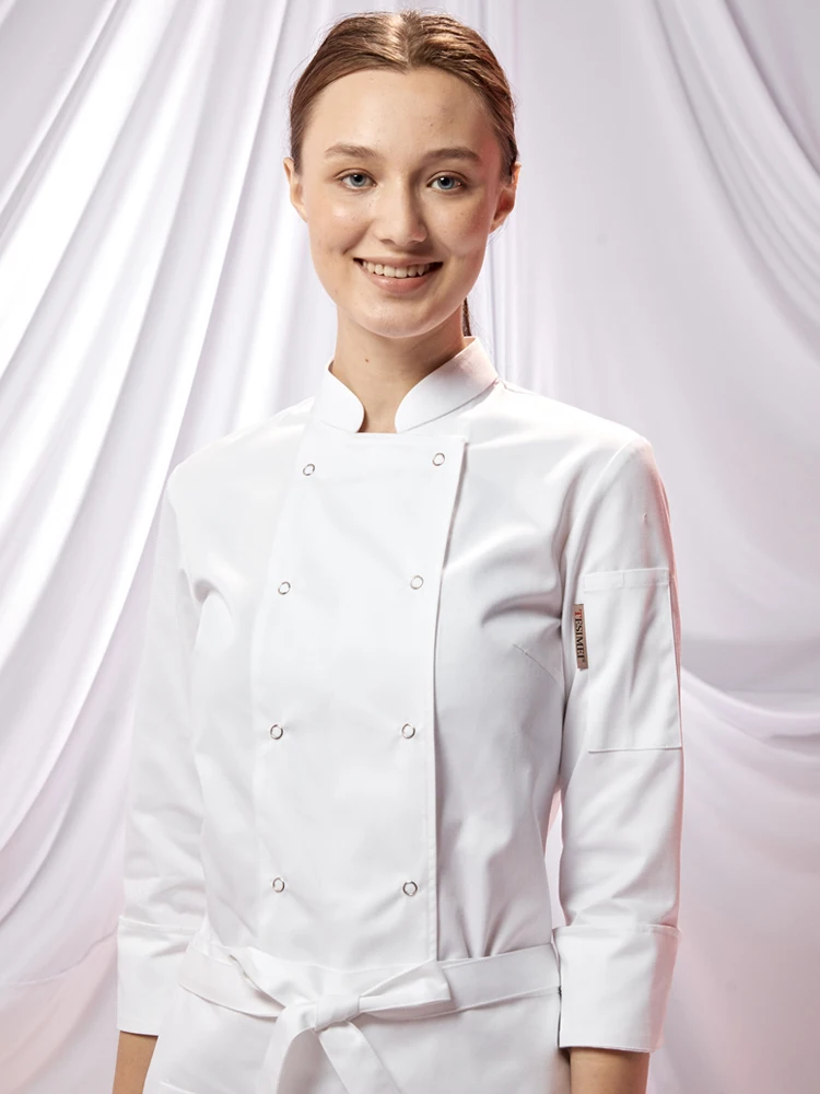 Стильный женский комплект куртки шеф-повара для столовой