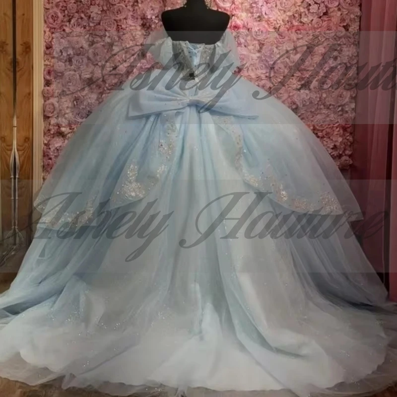 Платье quinceanera на заказ ice blue sweet 16 - Фотография_3