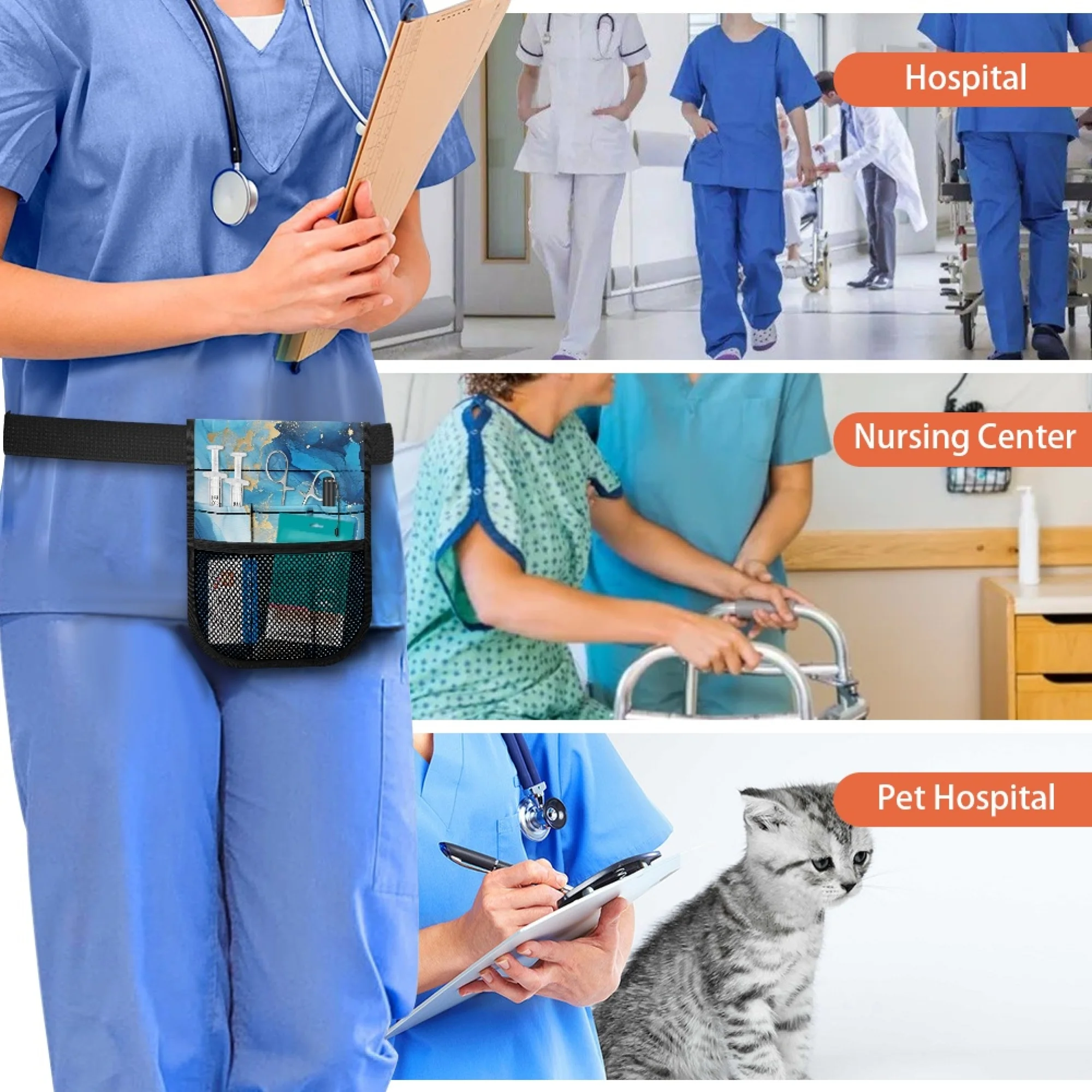 Поясная сумка медсестры с мраморным принтом - Фотография_5