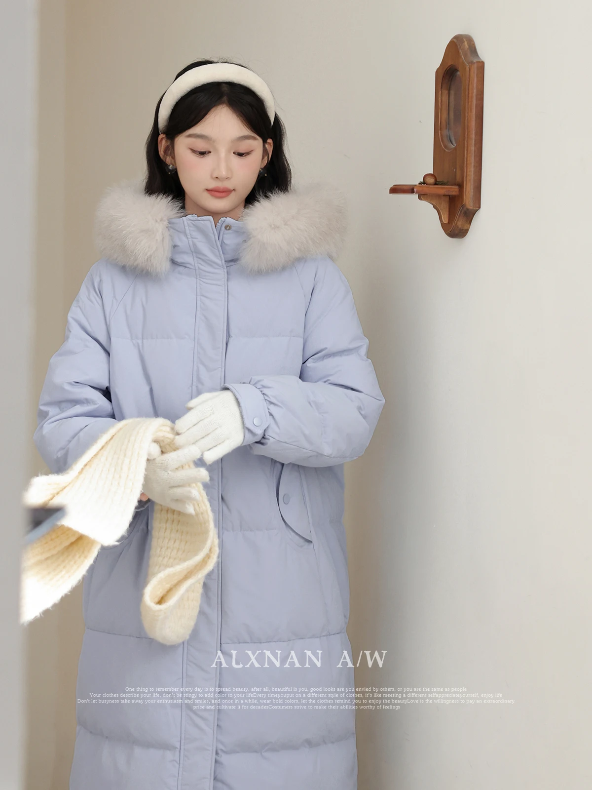 Alxnan длинный пуховик женские - Фотография_4