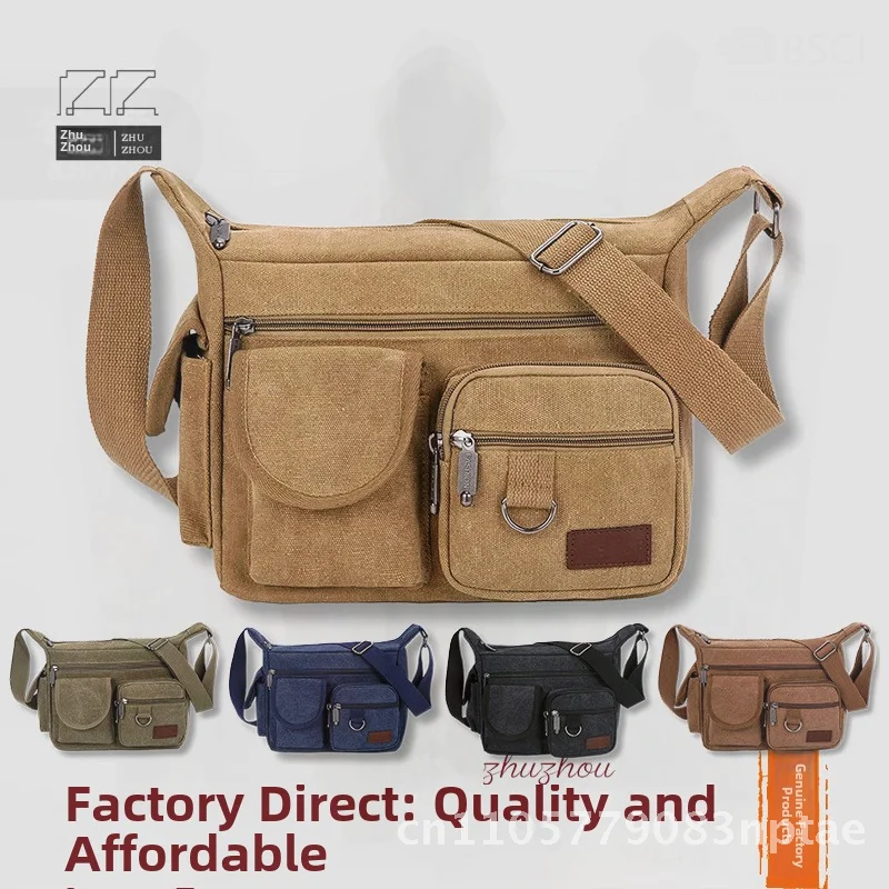 Мужская парусиновая сумка большой емкости в британском стиле ретро - Фотография_2