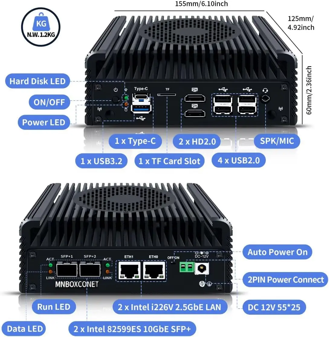 Mnboxconet mini pc n305 брандмауэр 2x10gbe sfp+ - Фотография_4