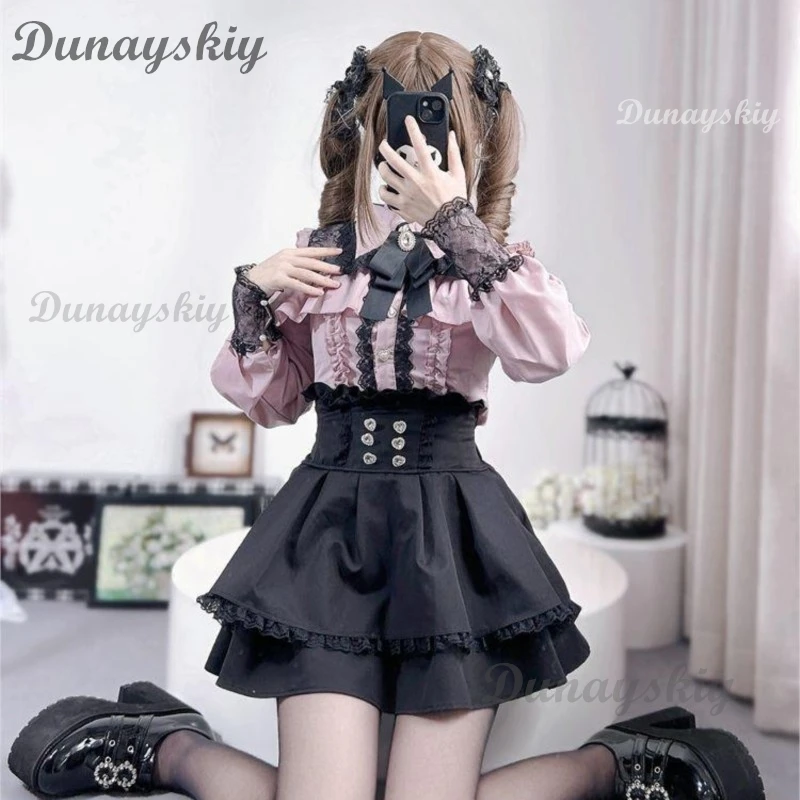 Jirai kei outfit lolita girls рубашка
