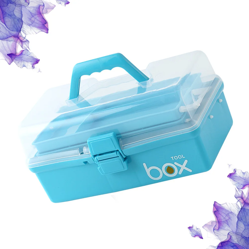 Портативный небесно-голубой многослойный ящик для хранения лекарств - Фотография_3