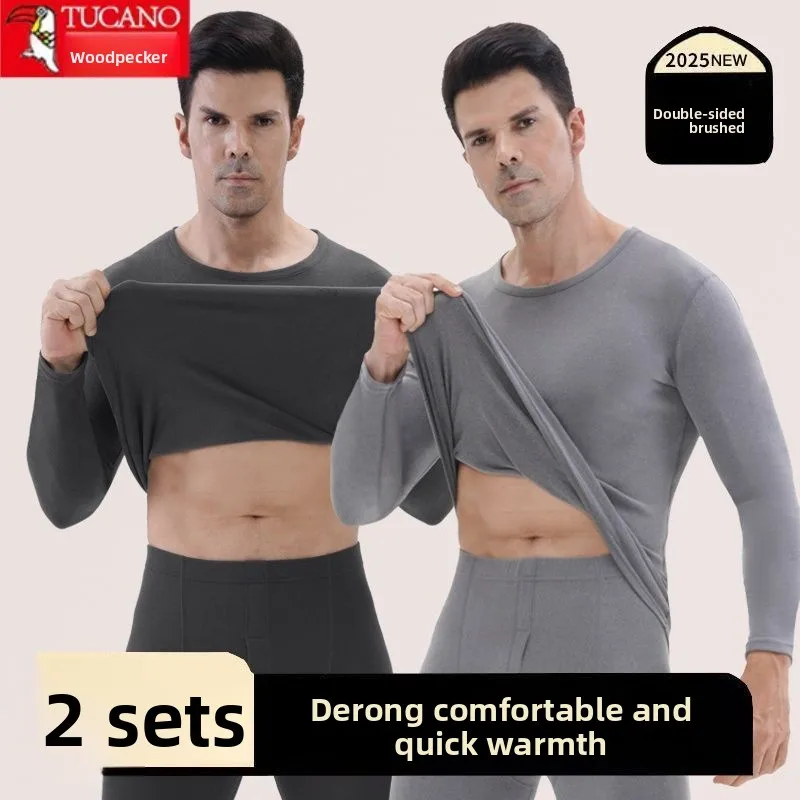 Дятел, осенне-зимний двусторонний бархатный внутренний теплый костюм - Фотография_6