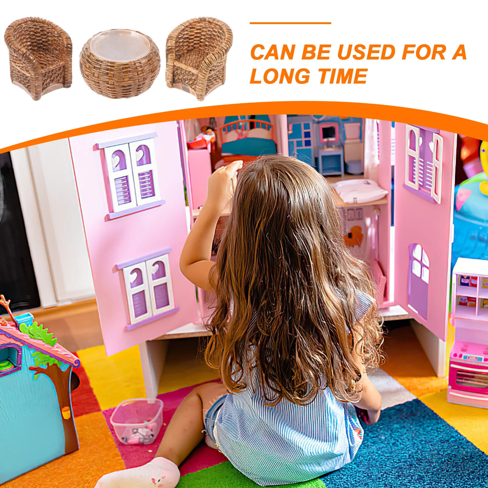 1 комплект бамбуковой тканой миниатюрный набор мебели для дома - Фотография_4