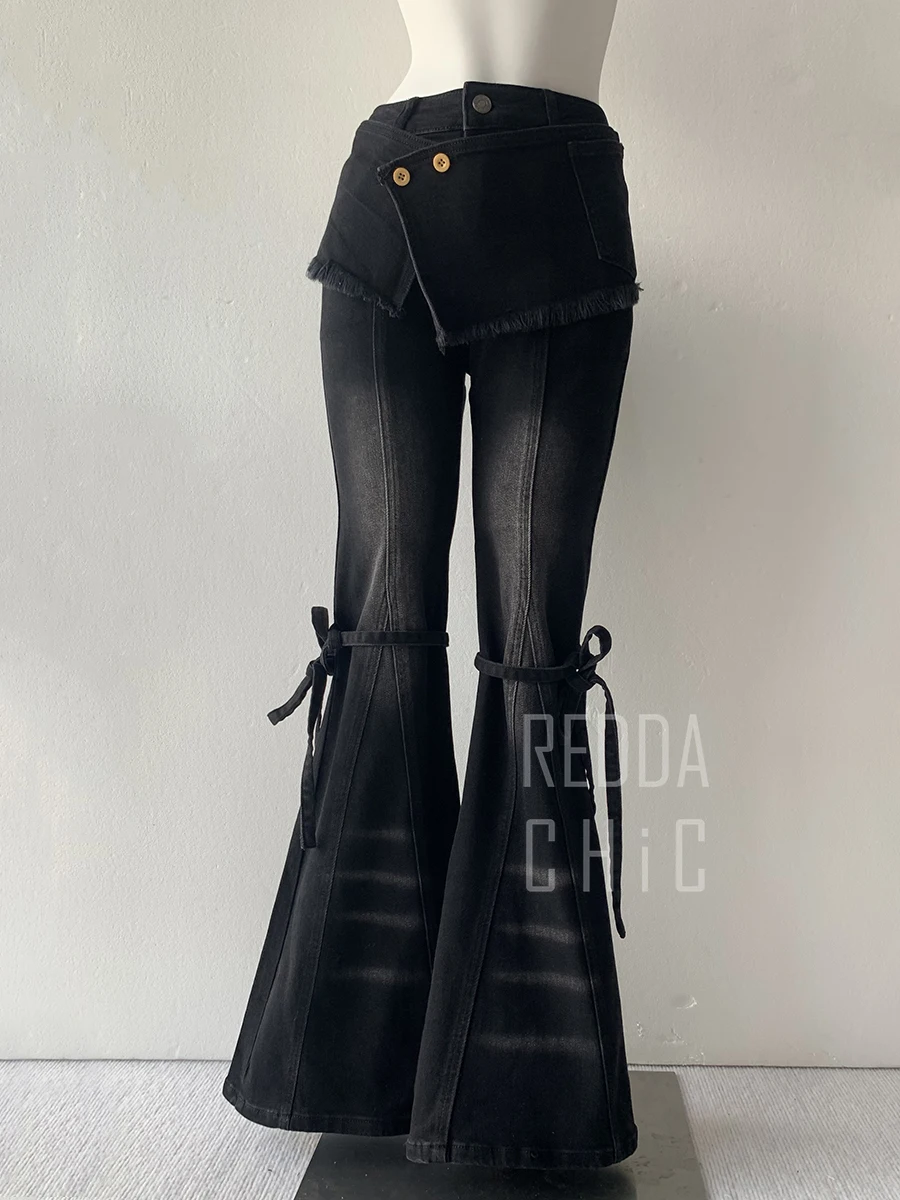 Reddachic черные джинсы с запахом в стиле гранж - Фотография_3