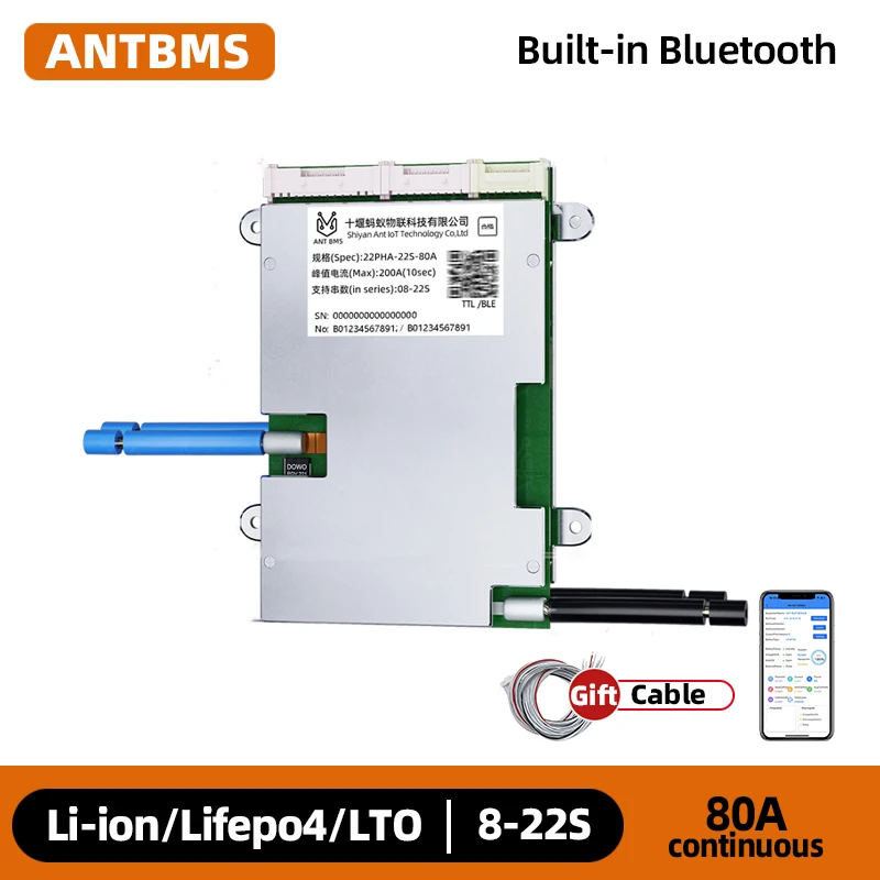 Ant bms 8s–22s 80a peak 200a smart