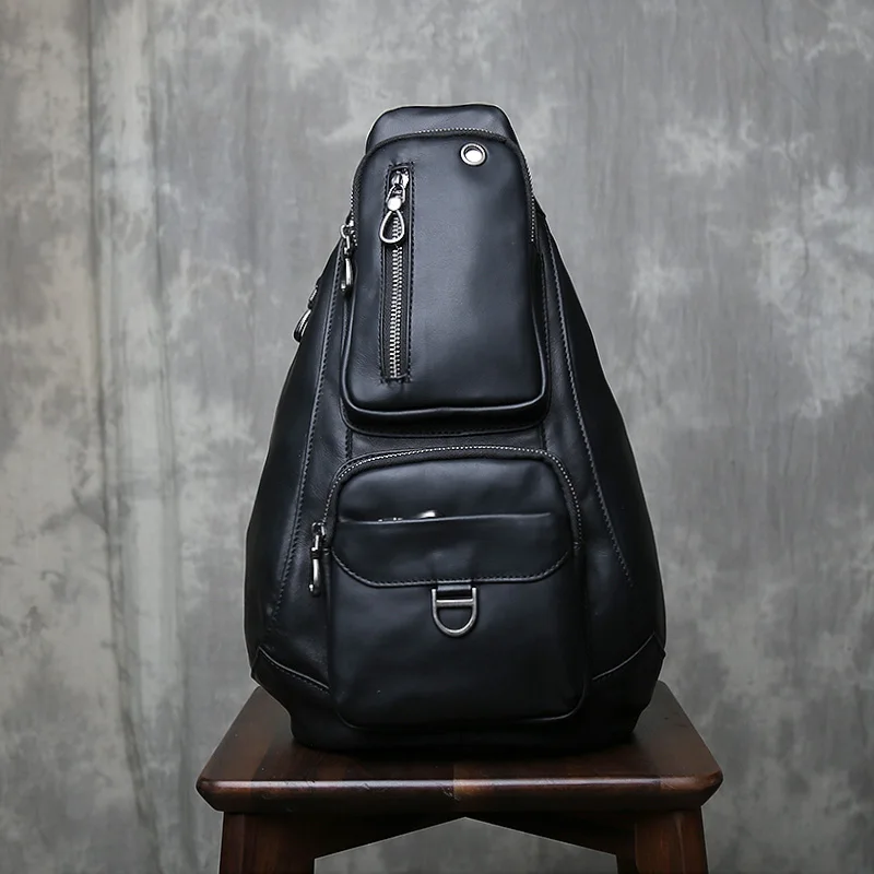 Нагрудная сумка большой емкости из воловьей кожи - Фотография_2