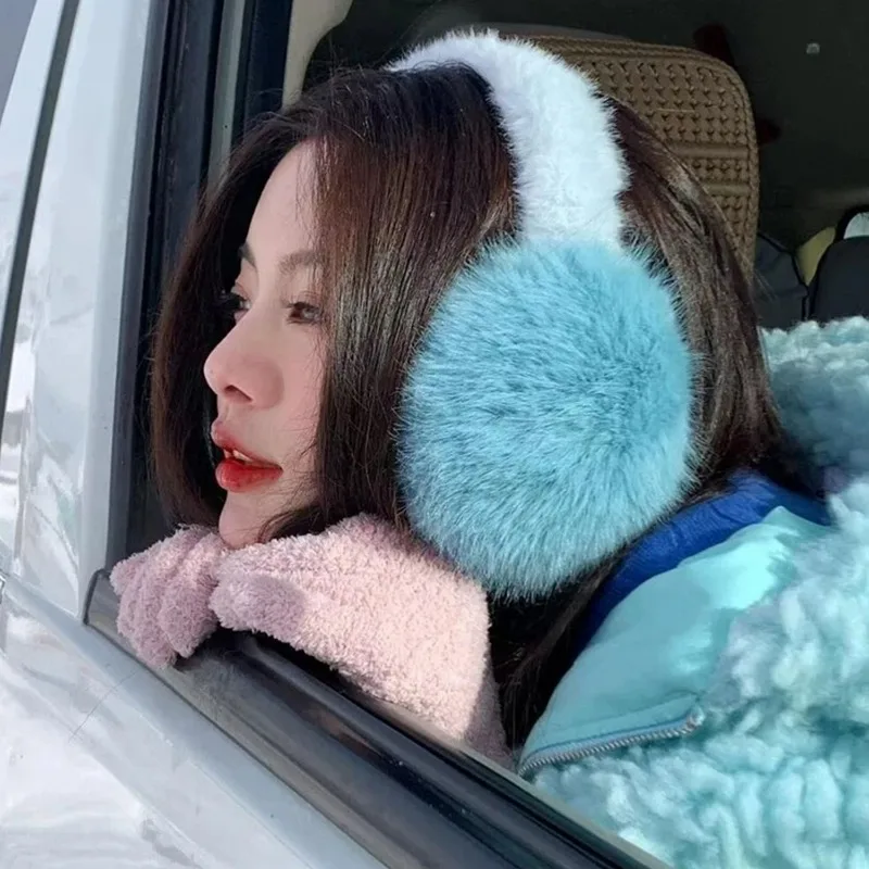 Женские плюшевые наушники с имитацией лисьего меха - Фотография_2