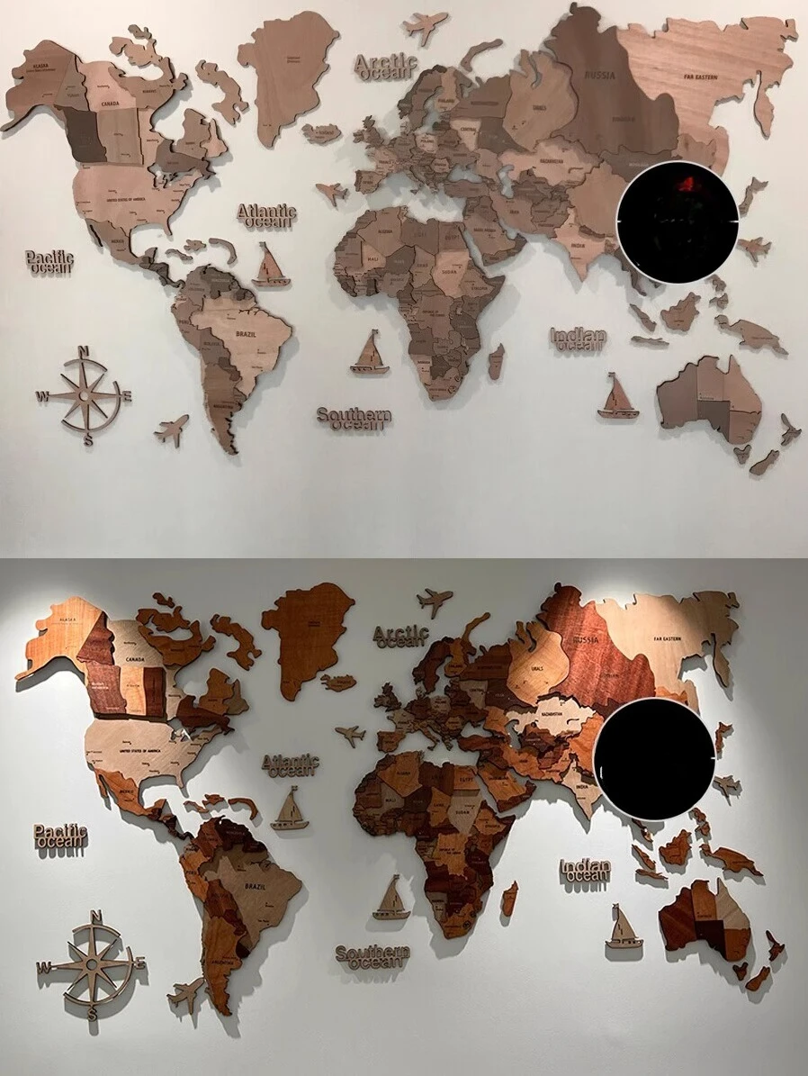 Карта мира из цельного дерева - Фотография_5