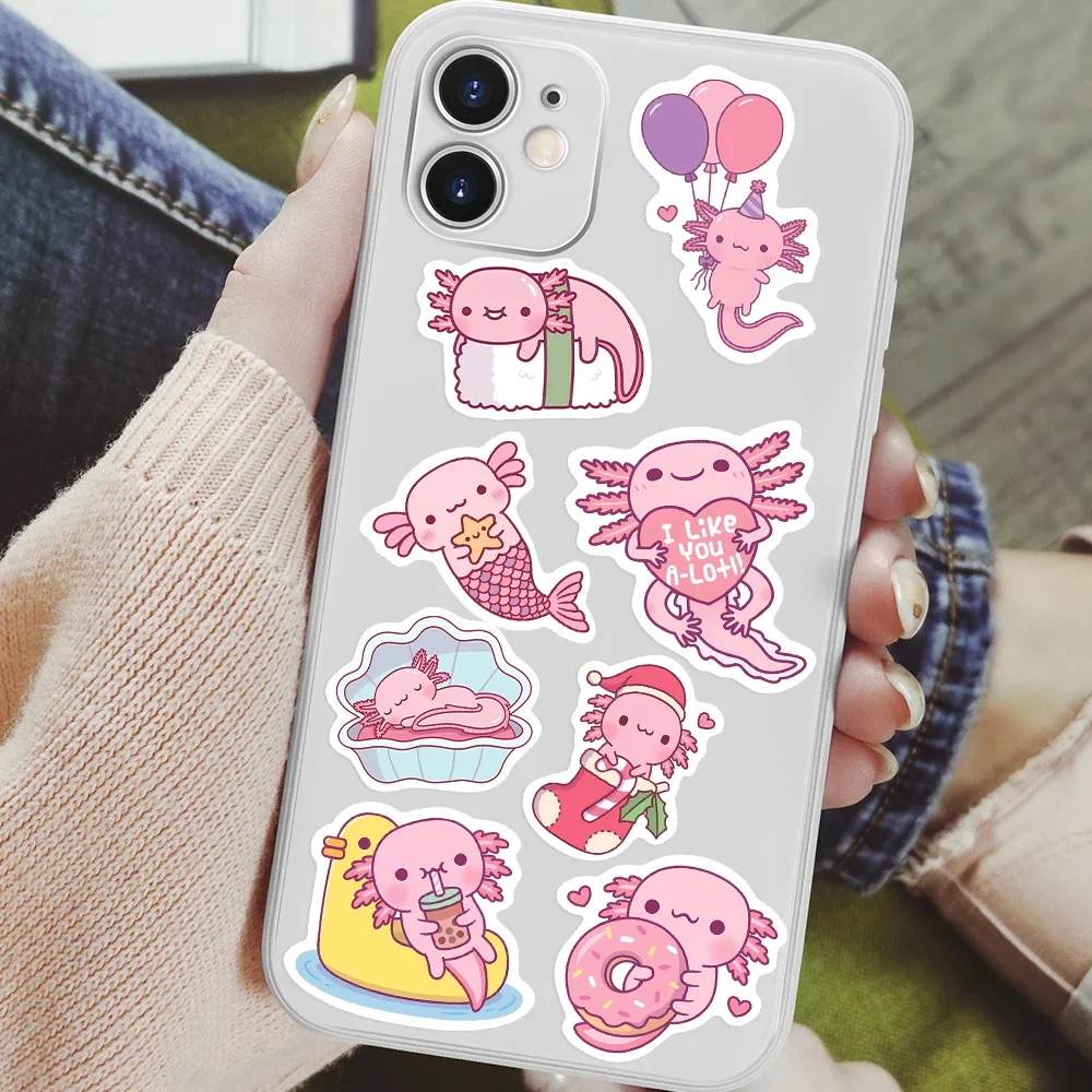 Kawaii мультфильм аксолотль наклейки - Фотография_3