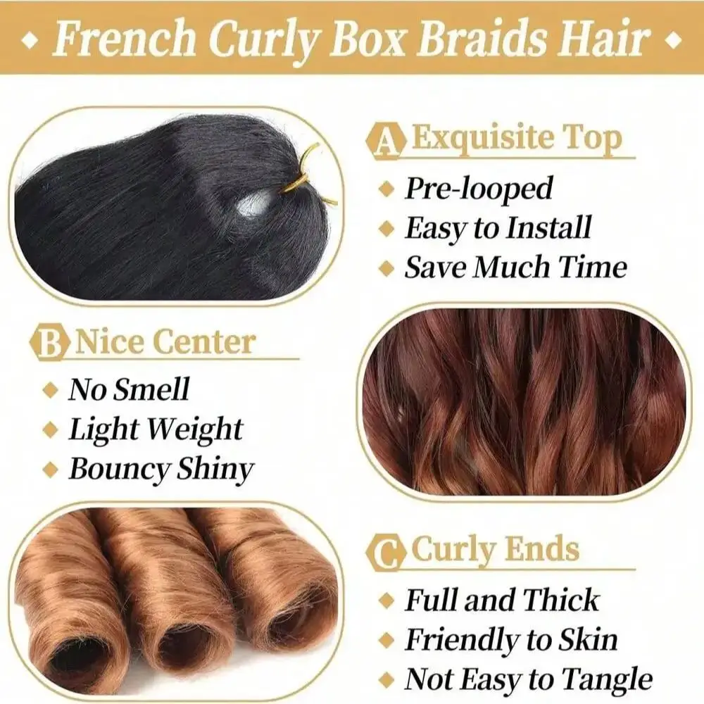 Французские вьющиеся плетеные волосы 22 дюйма - Фотография_4