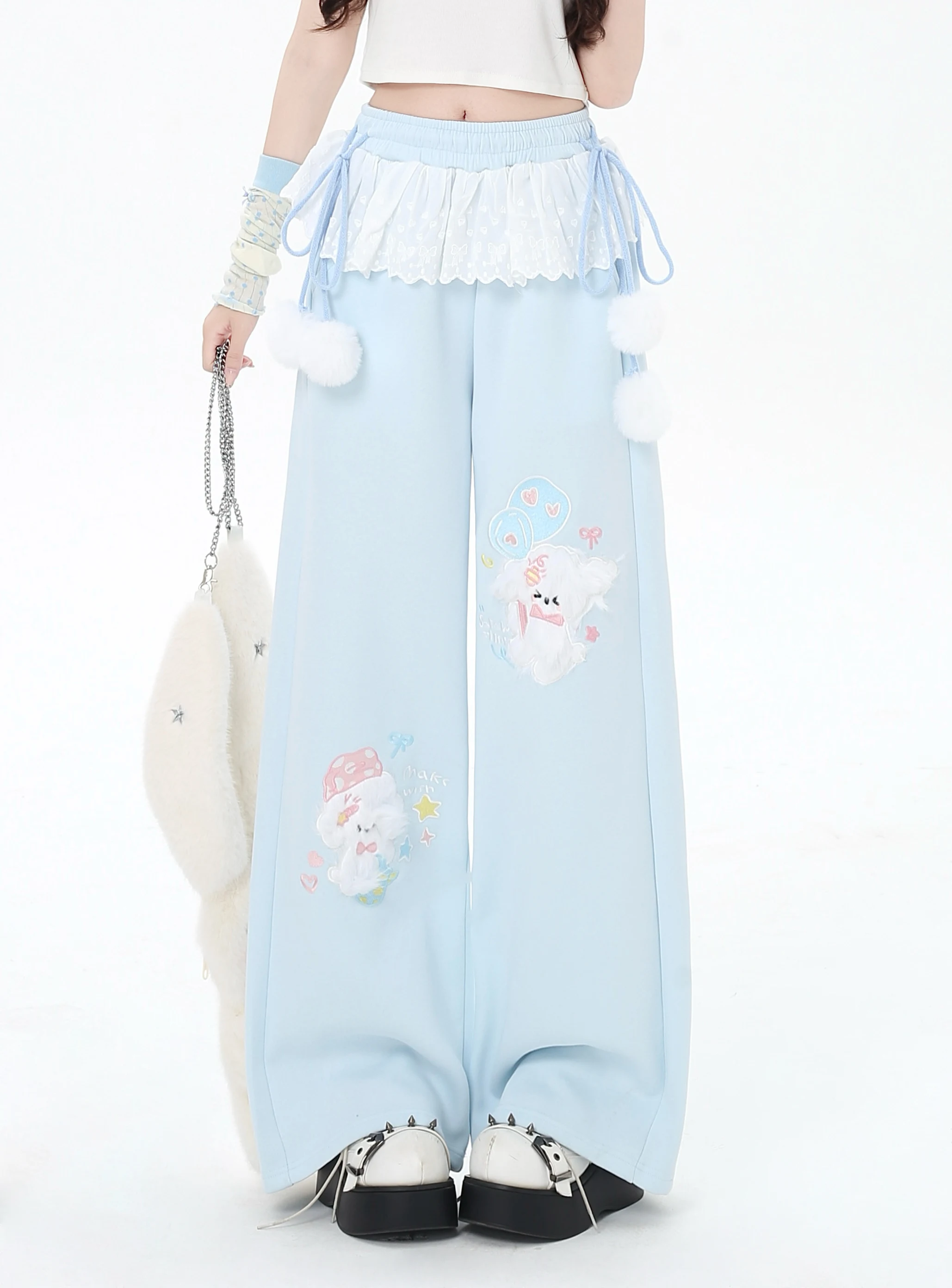 Милые крутые универсальные спортивные штаны с высокой талией для девочек - Фотография_4