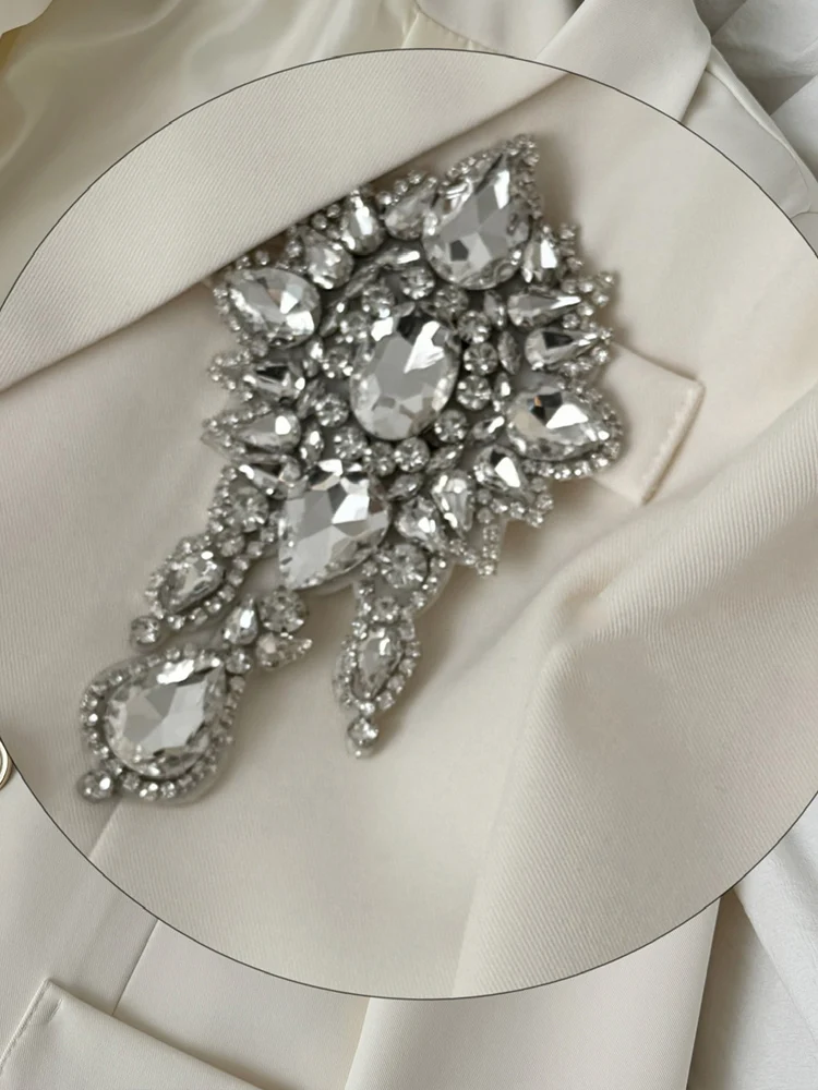 Винтажный двубортный пиджак со стразами для женщин - Фотография_4