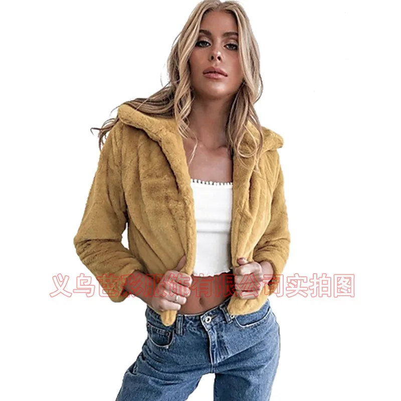 Amazon женская куртка из кроличьего меха с короткими лацканами - Фотография_5
