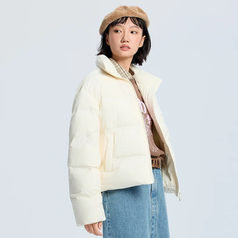 Metersbonwe женская короткая пышная куртка с капюшоном - Фотография_5